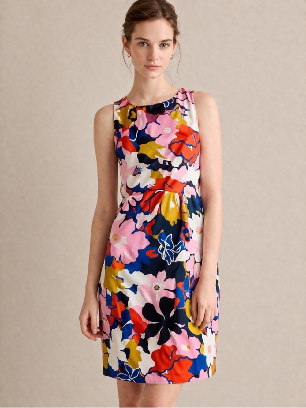 Anthropologie WHIT Two Floral Open Back Midi Dress Size 0 Cotton Sleeveless